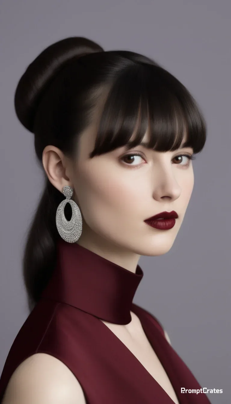 Bangs Burgundy Silver Earring