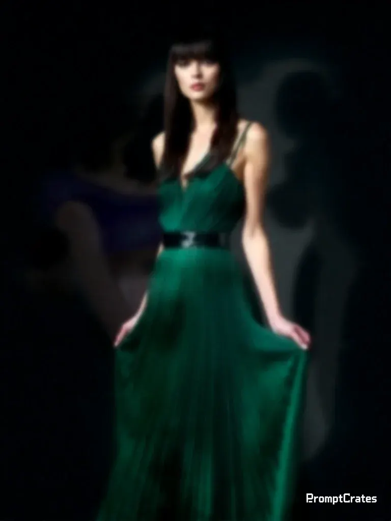 Bangs Emerald Pleat Gown