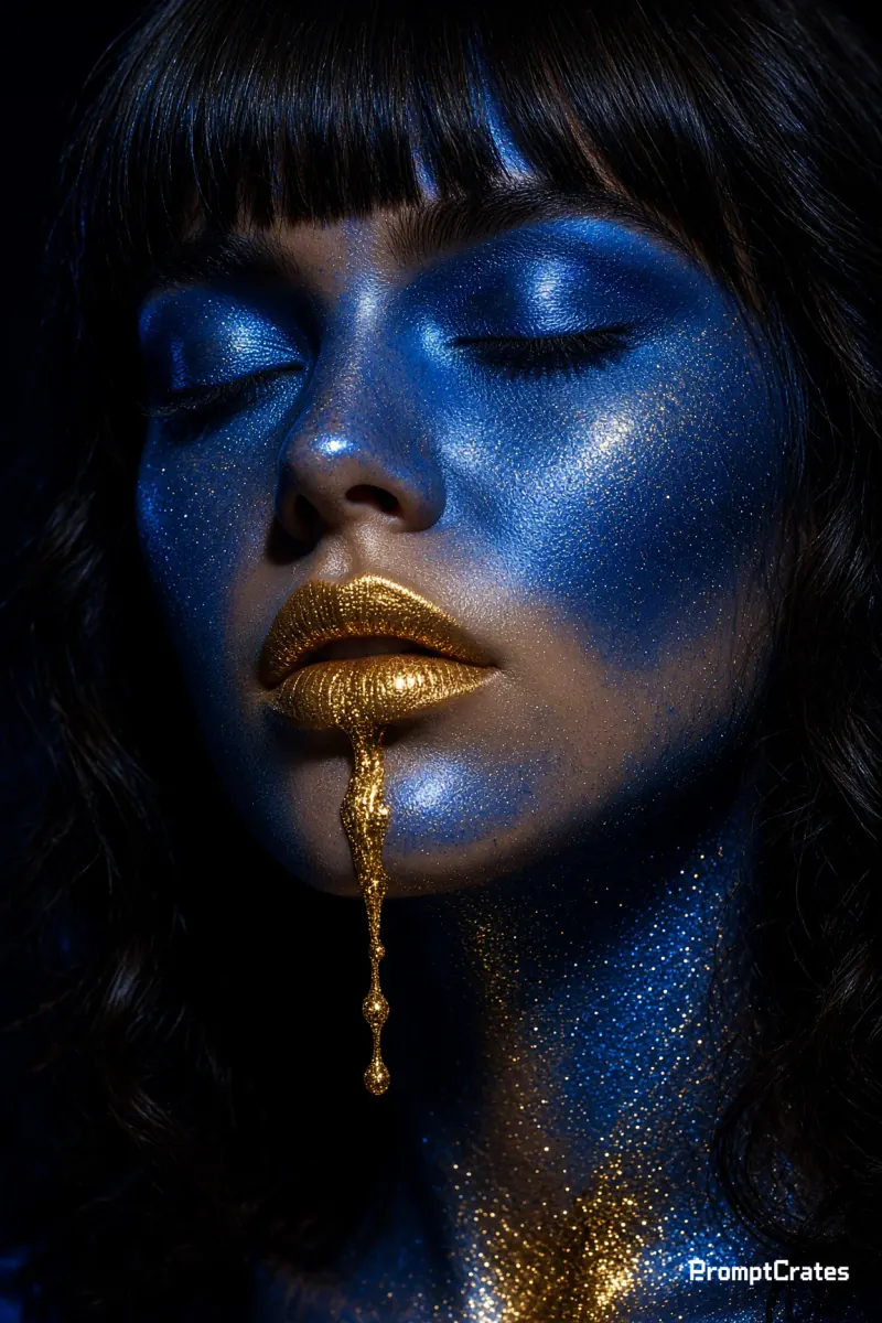 Bangs Gold Drip Blue Beauty