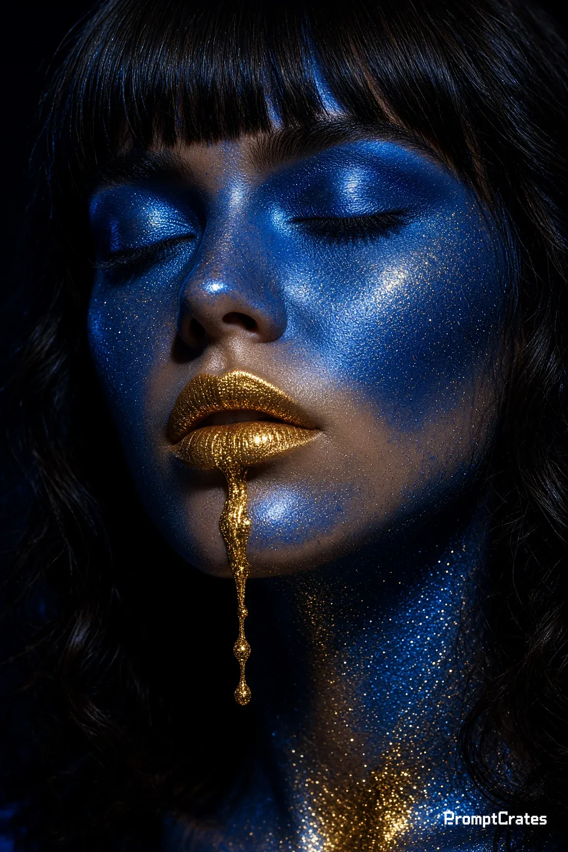 Bangs Gold Drip Blue Beauty