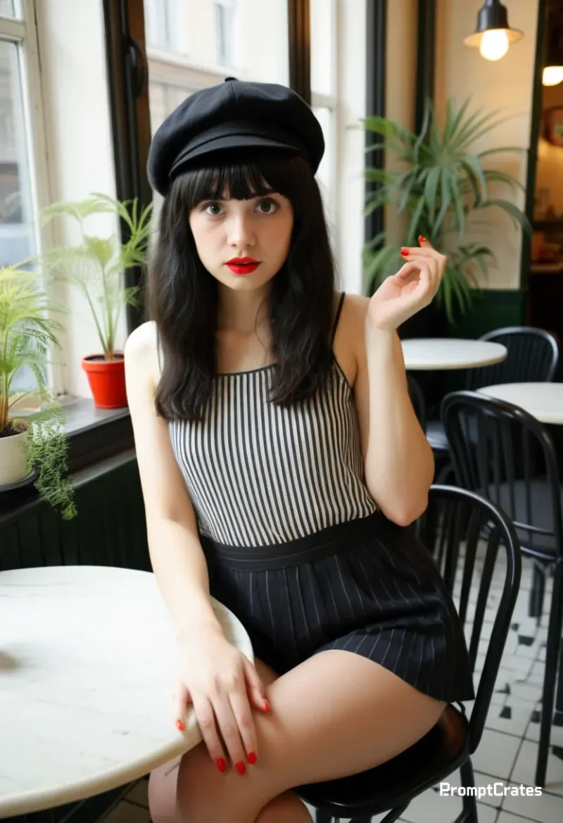 Bangs Paris Cafe Look