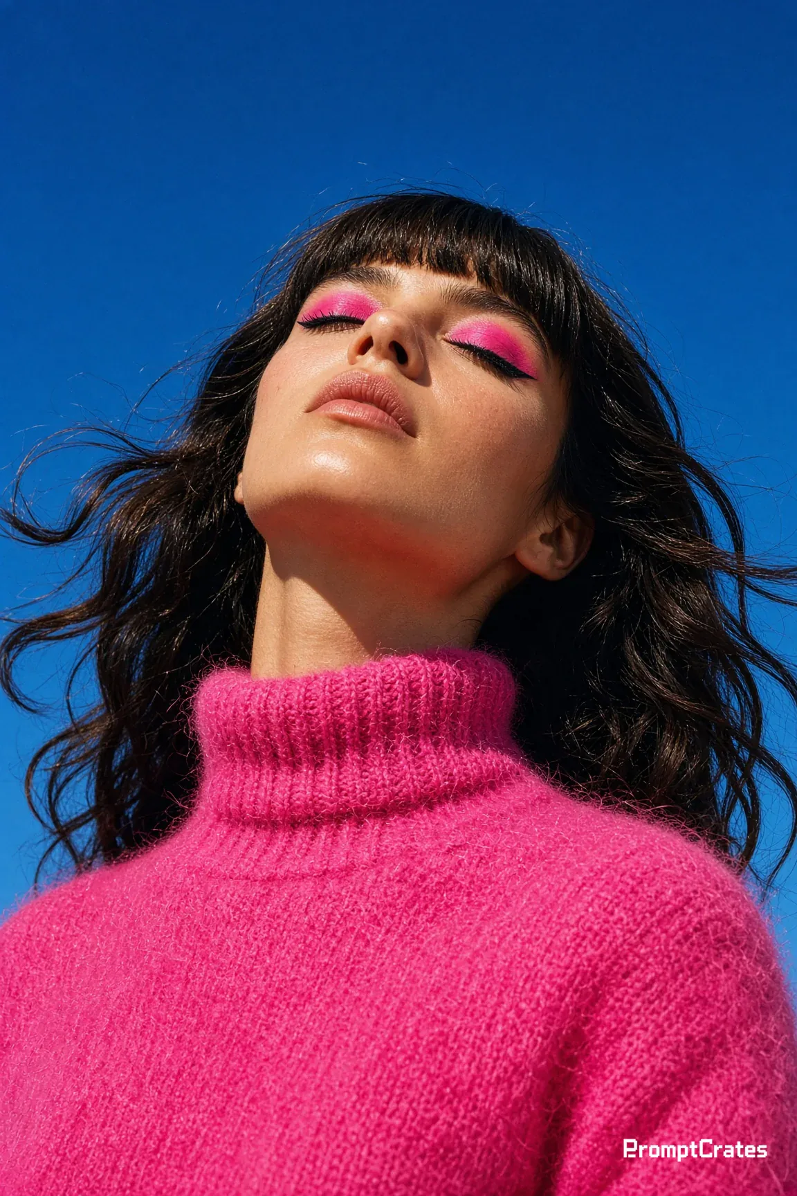 Bangs Pink Sweater Sky
