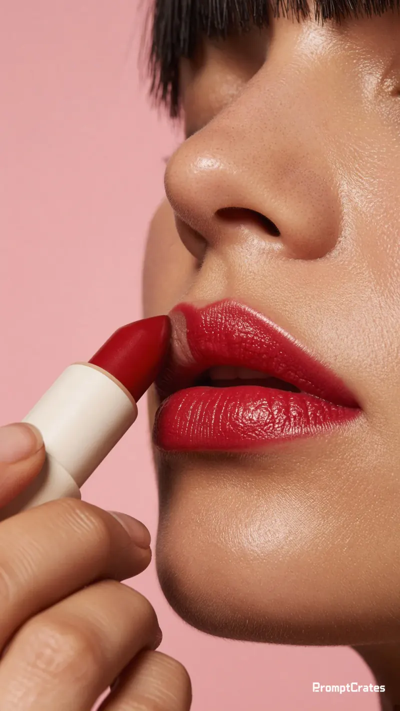 Bangs Red Lipstick Apply