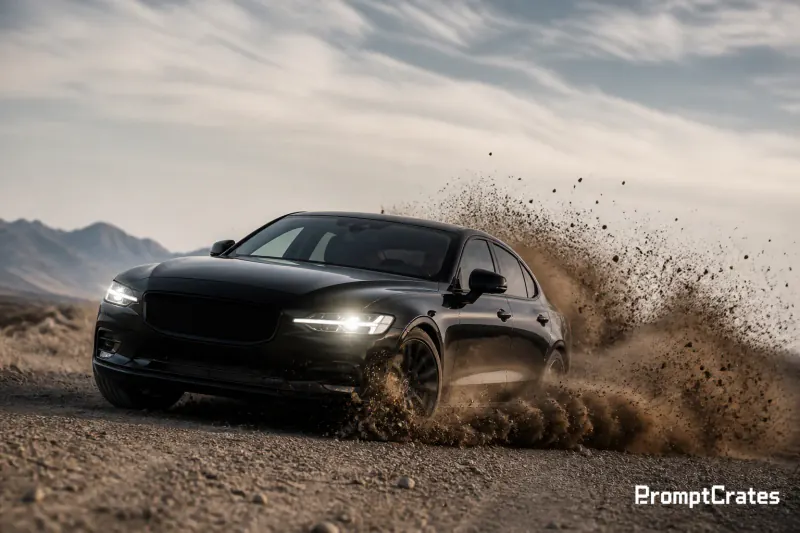 Black Sedan Gravel Drift