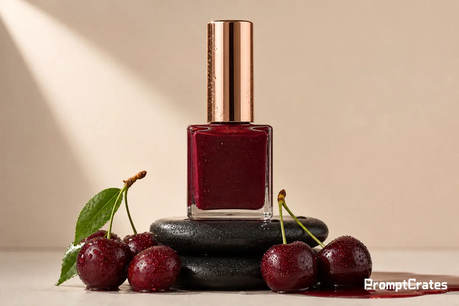 Burgundy Polish Black Stones