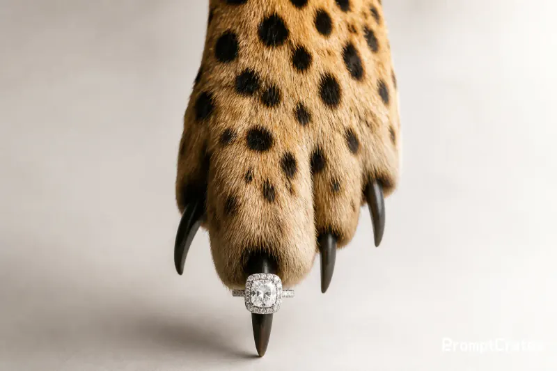 Cheetah Claw Halo Ring