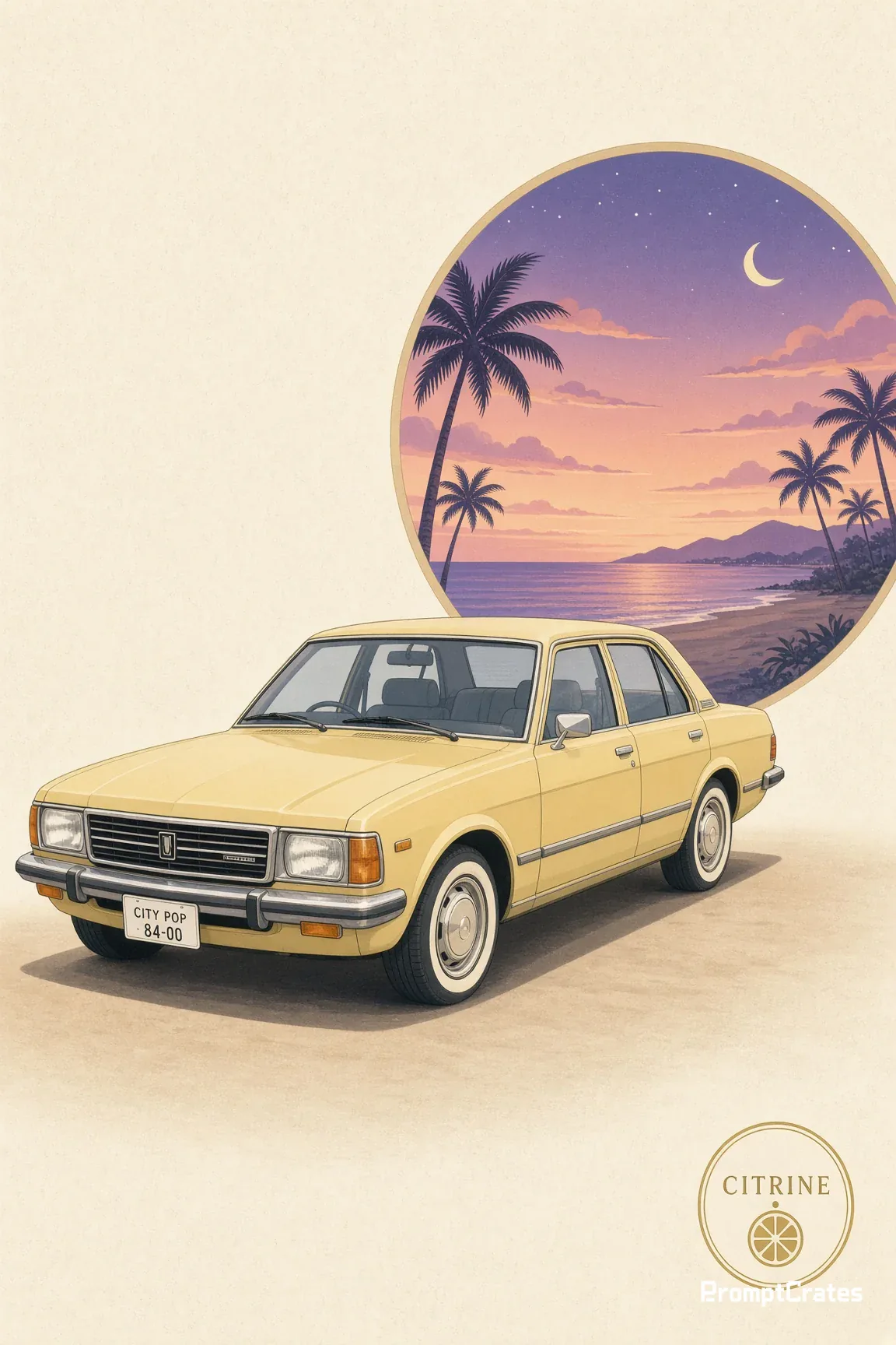 Citrine Retro Coast Poster