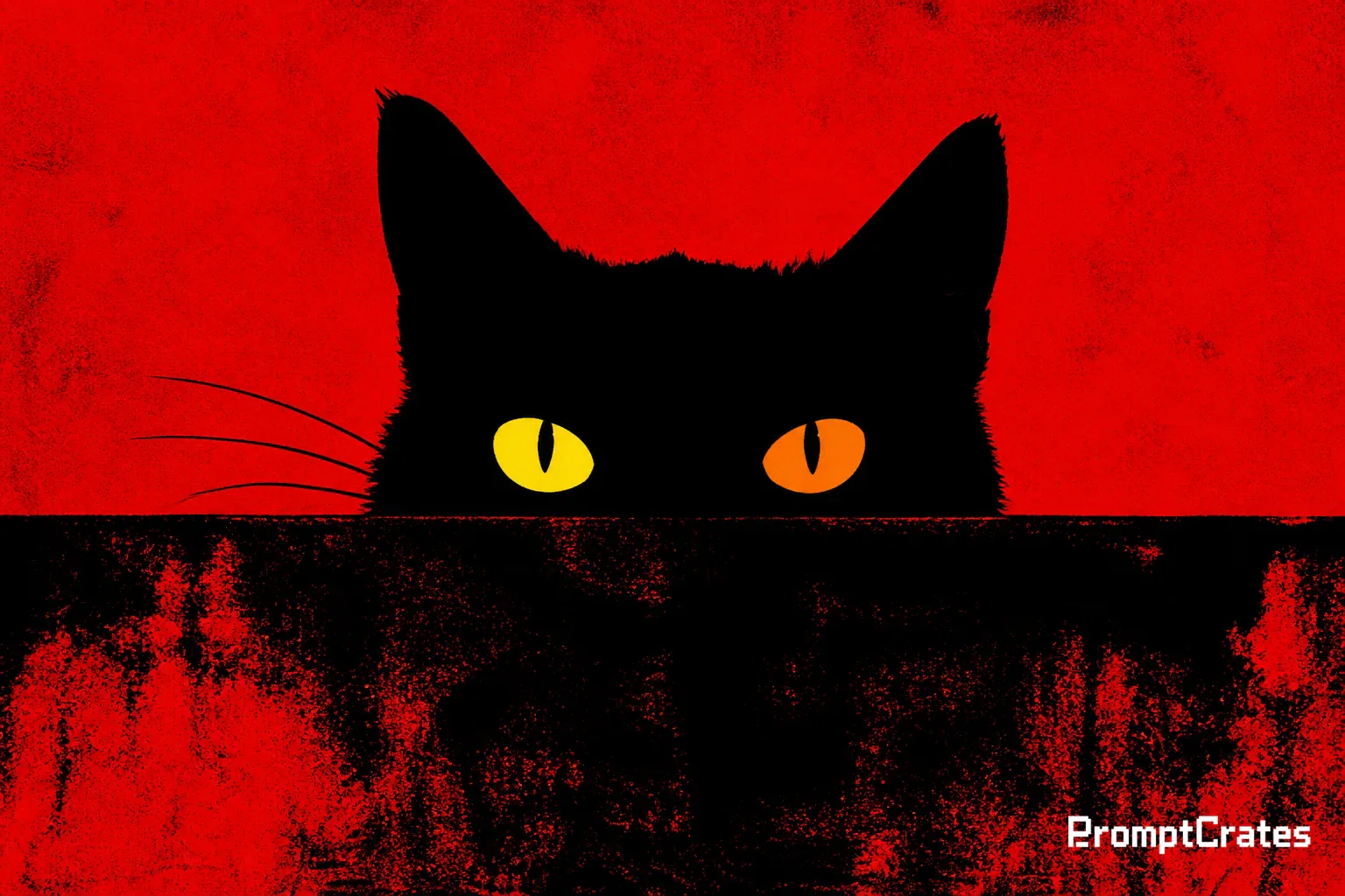 Crimson Cat Peek Poster