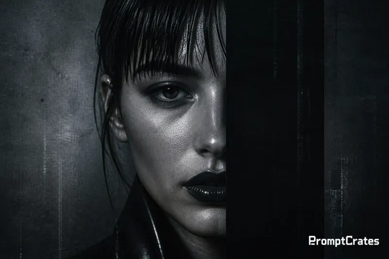 Cyber Noir Split Portrait