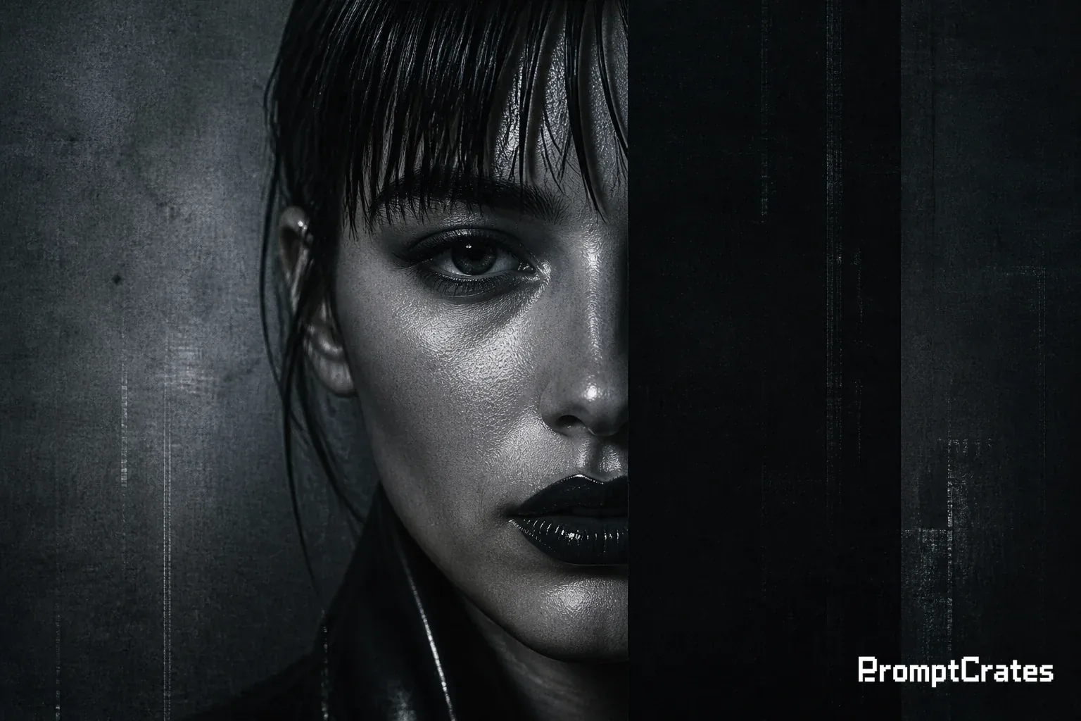 Cyber Noir Split Portrait