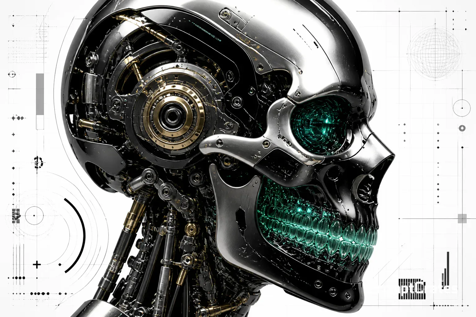 Cybernetic Skull Tech Poster