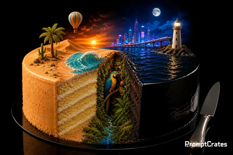 Day and Night Landscape Cake