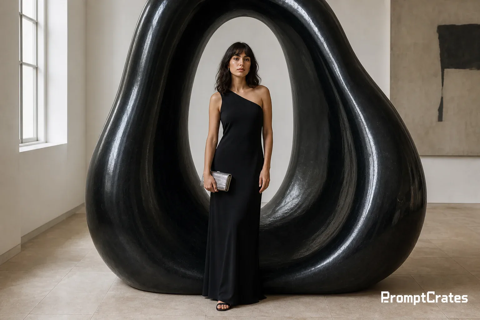 Black Gown in a White Gallery