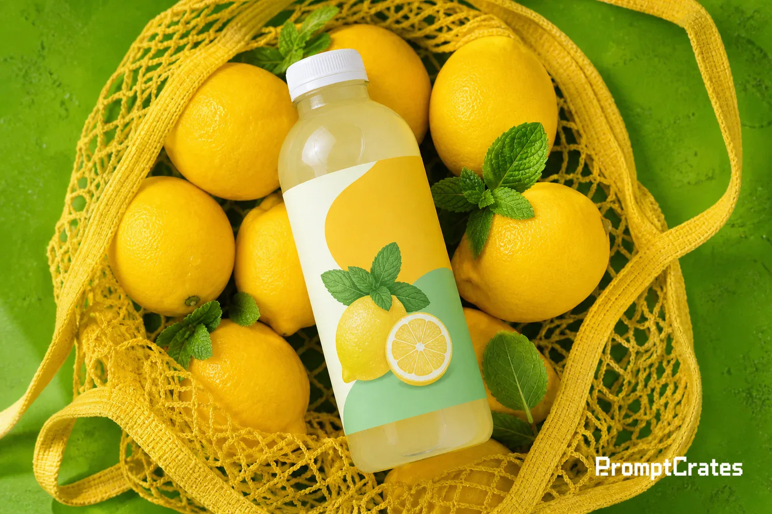 Lemon Mint Juice Flat Lay