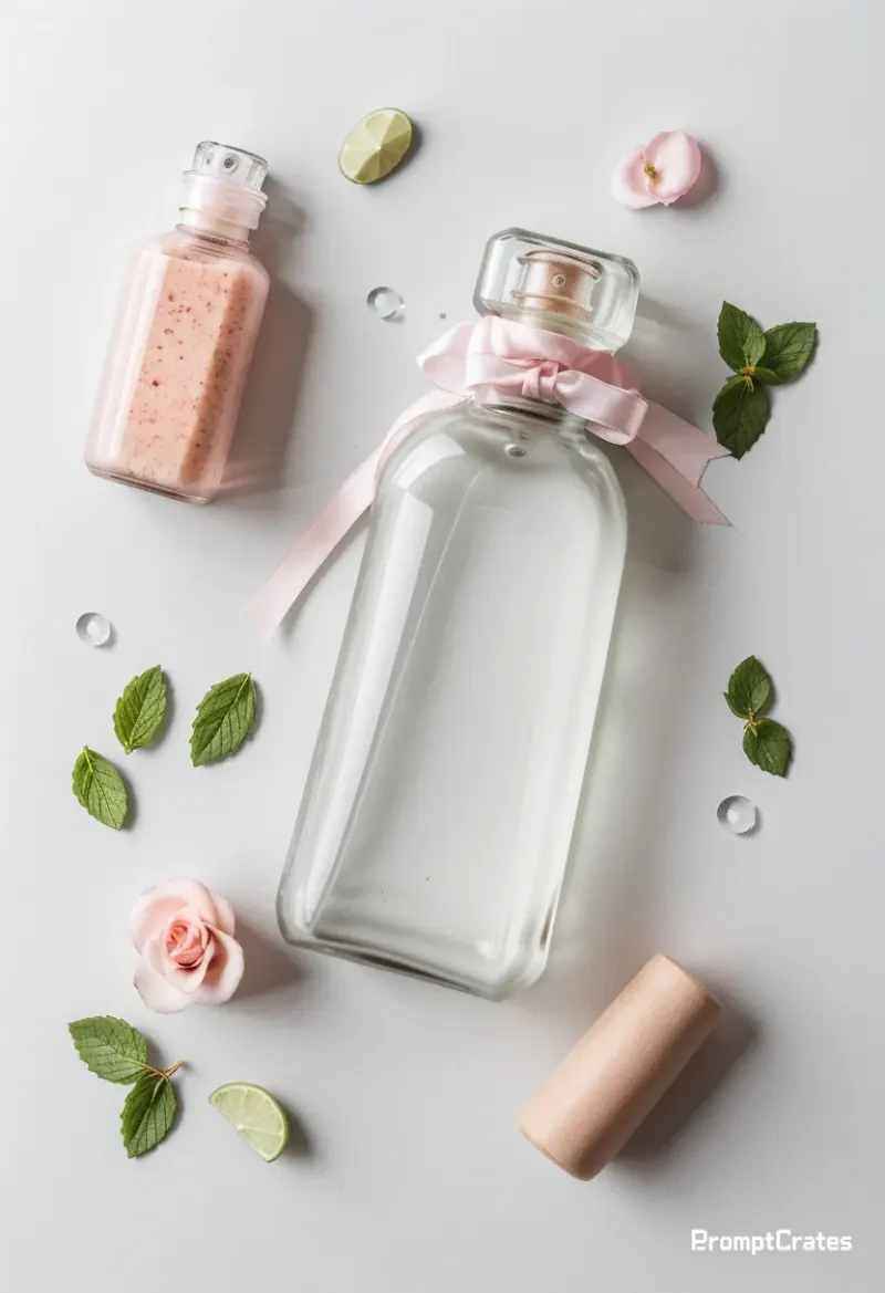 Mirael Pink Perfume Flatlay