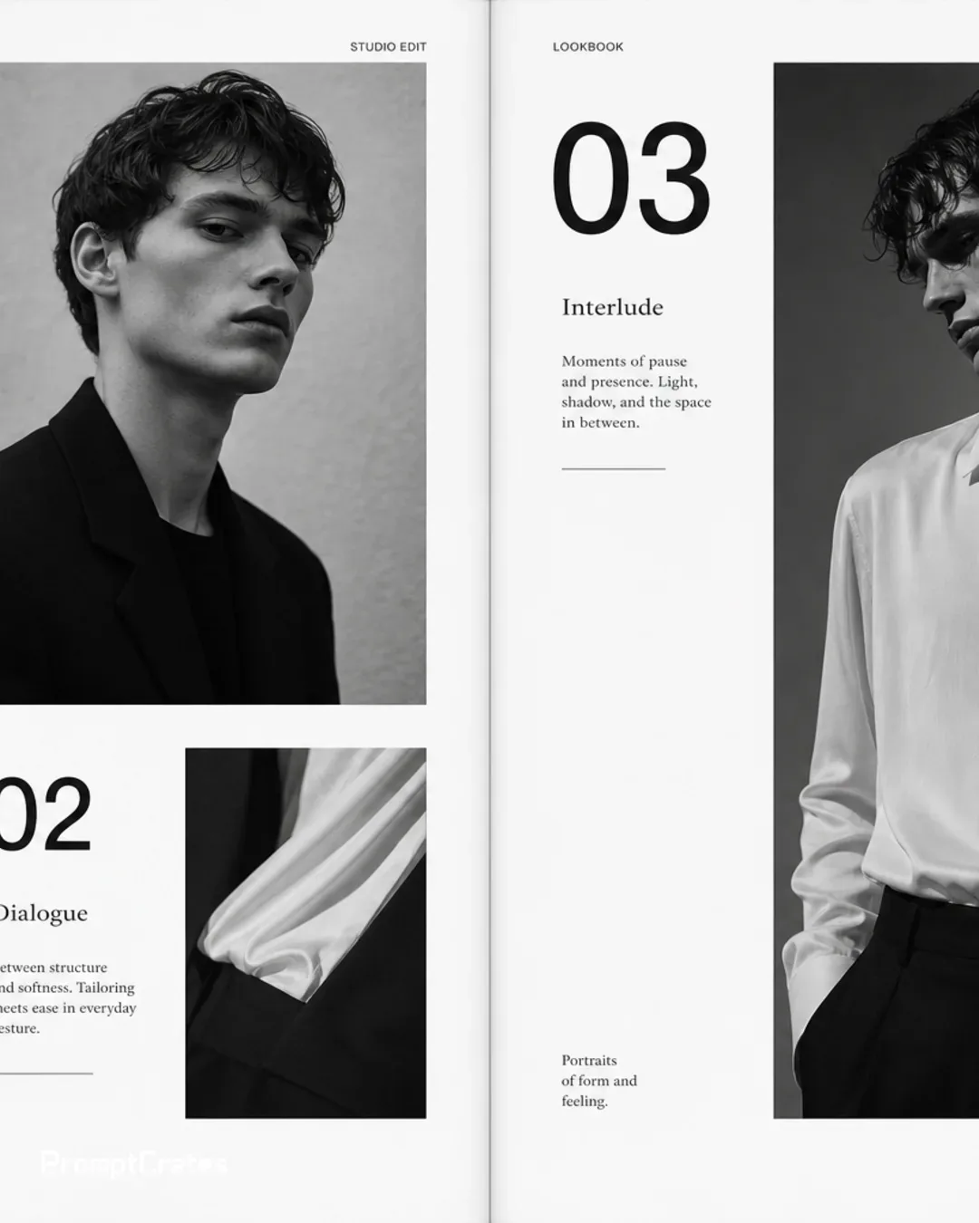 Monochrome Fashion Lookbook Spread