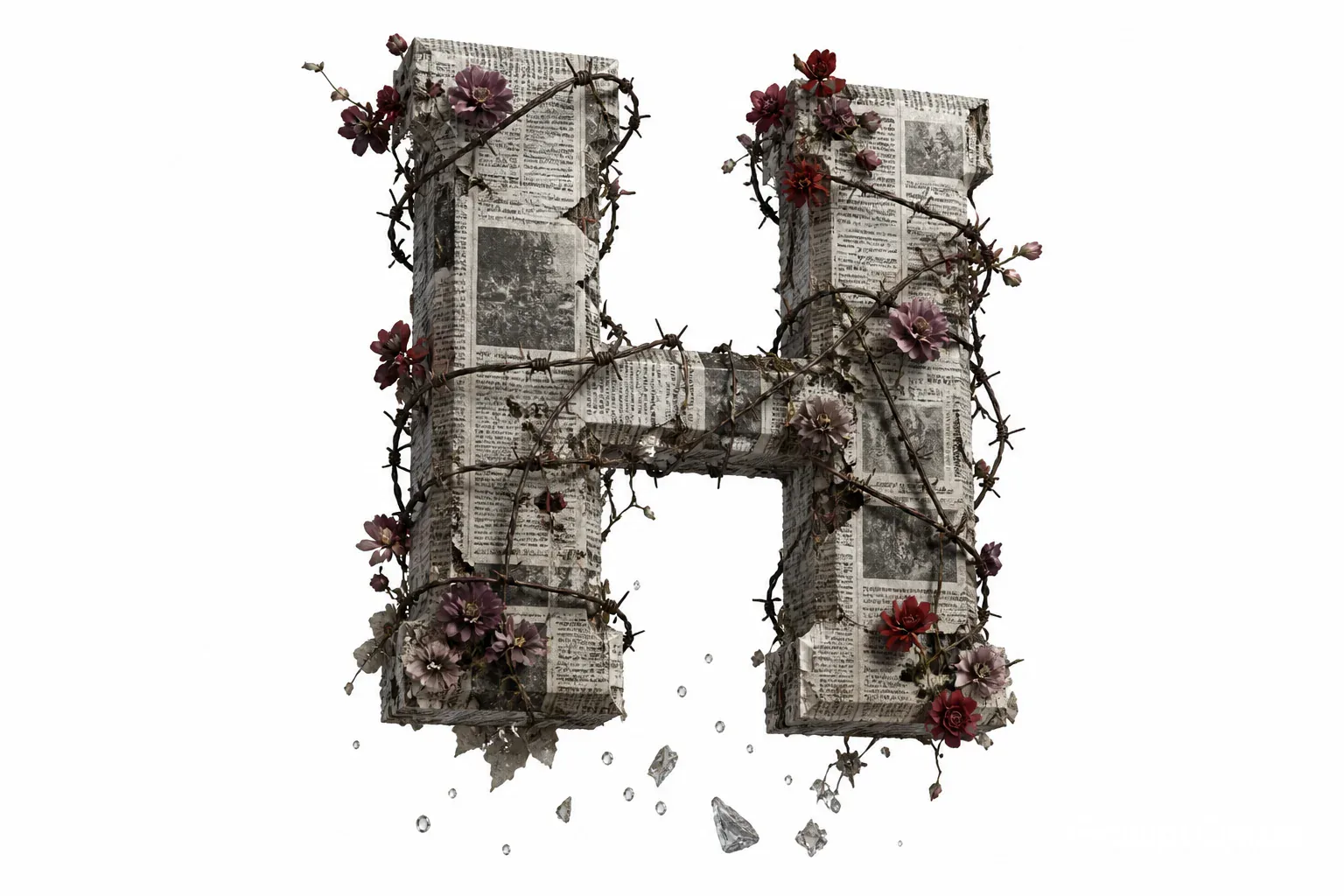Newspaper Thorn Letter H