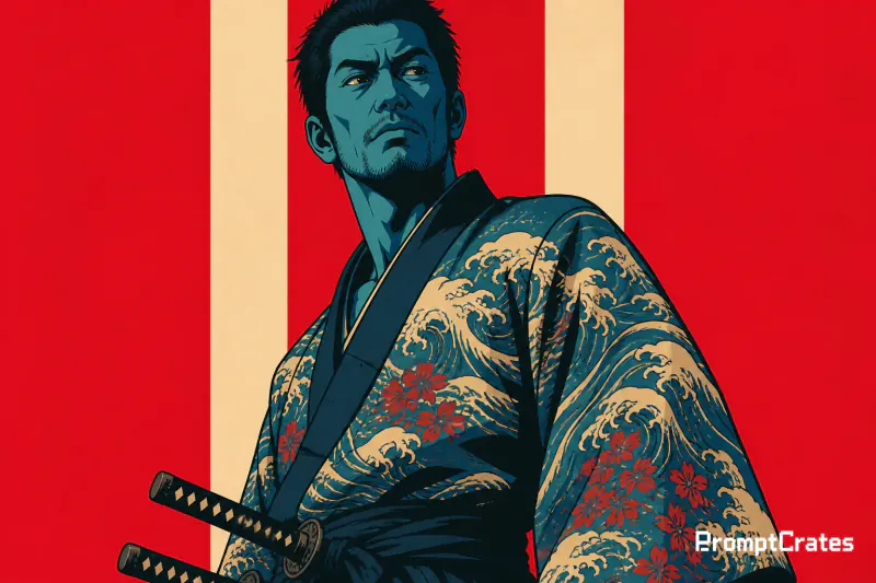 Teal Samurai Pop Poster