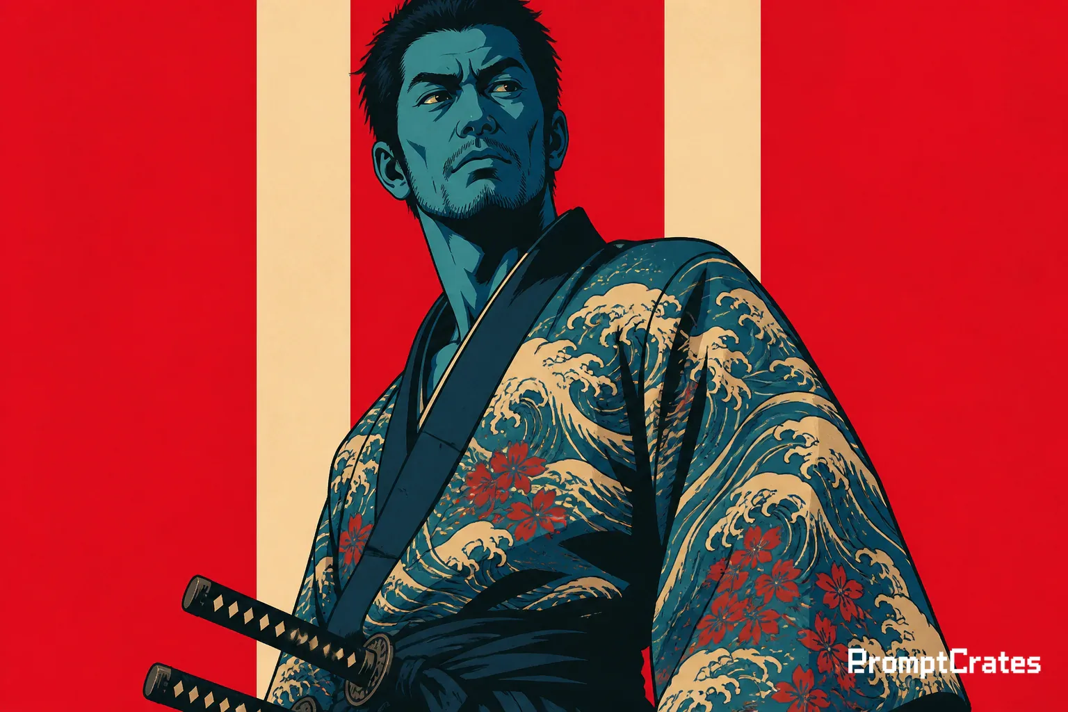 Teal Samurai Pop Poster