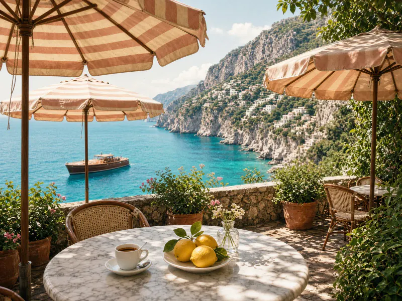 Vintage 1960s Italian Riviera Seaside Cafe