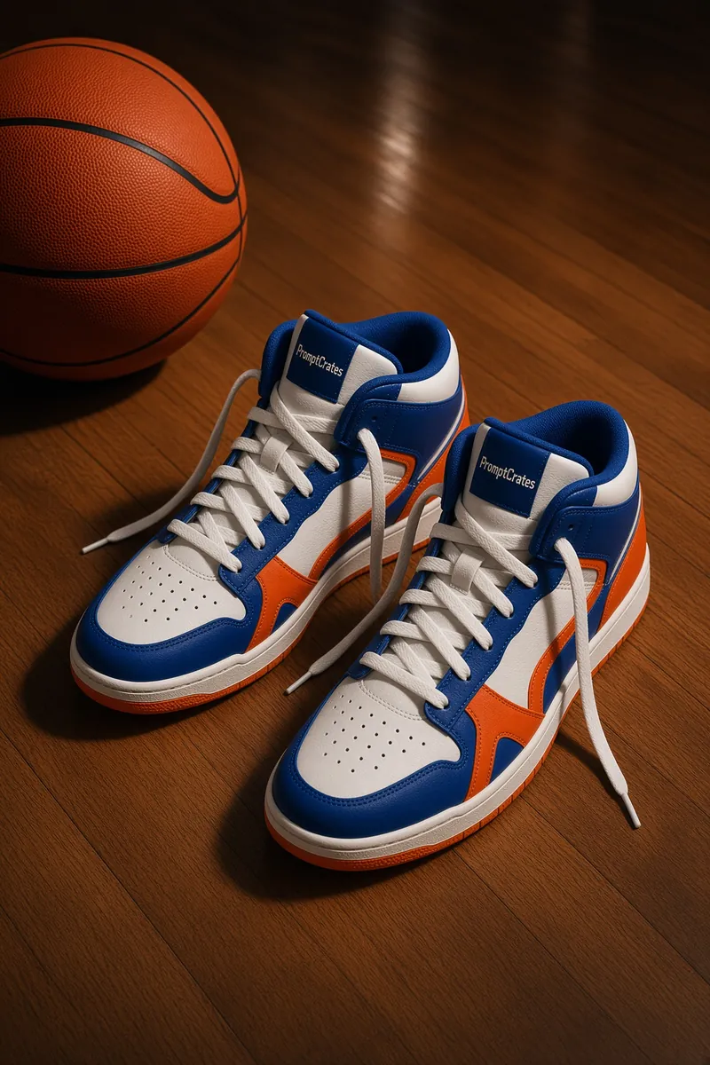 Courtside Blue Orange Mid Tops