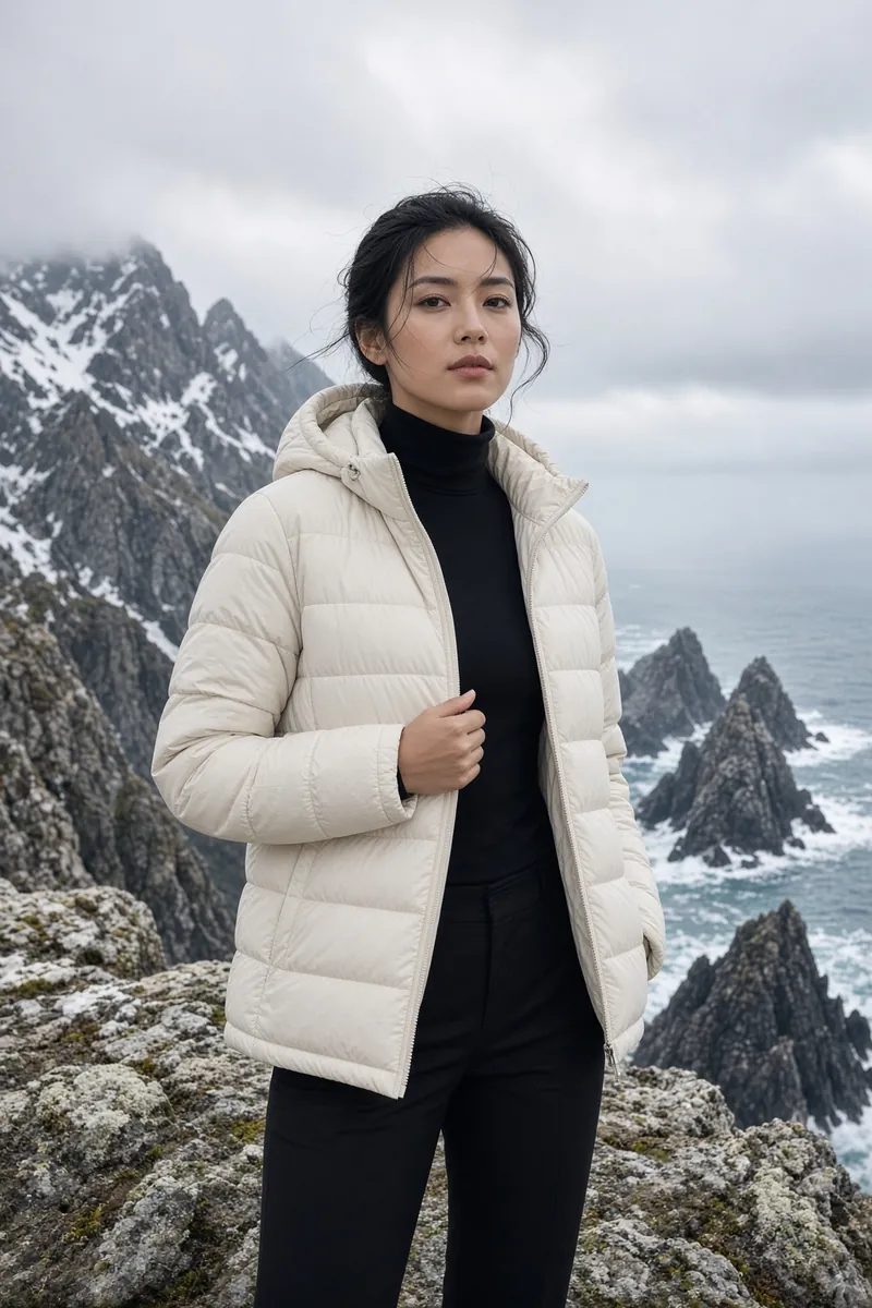 Cream Coastal Puffer Mountain Horizon