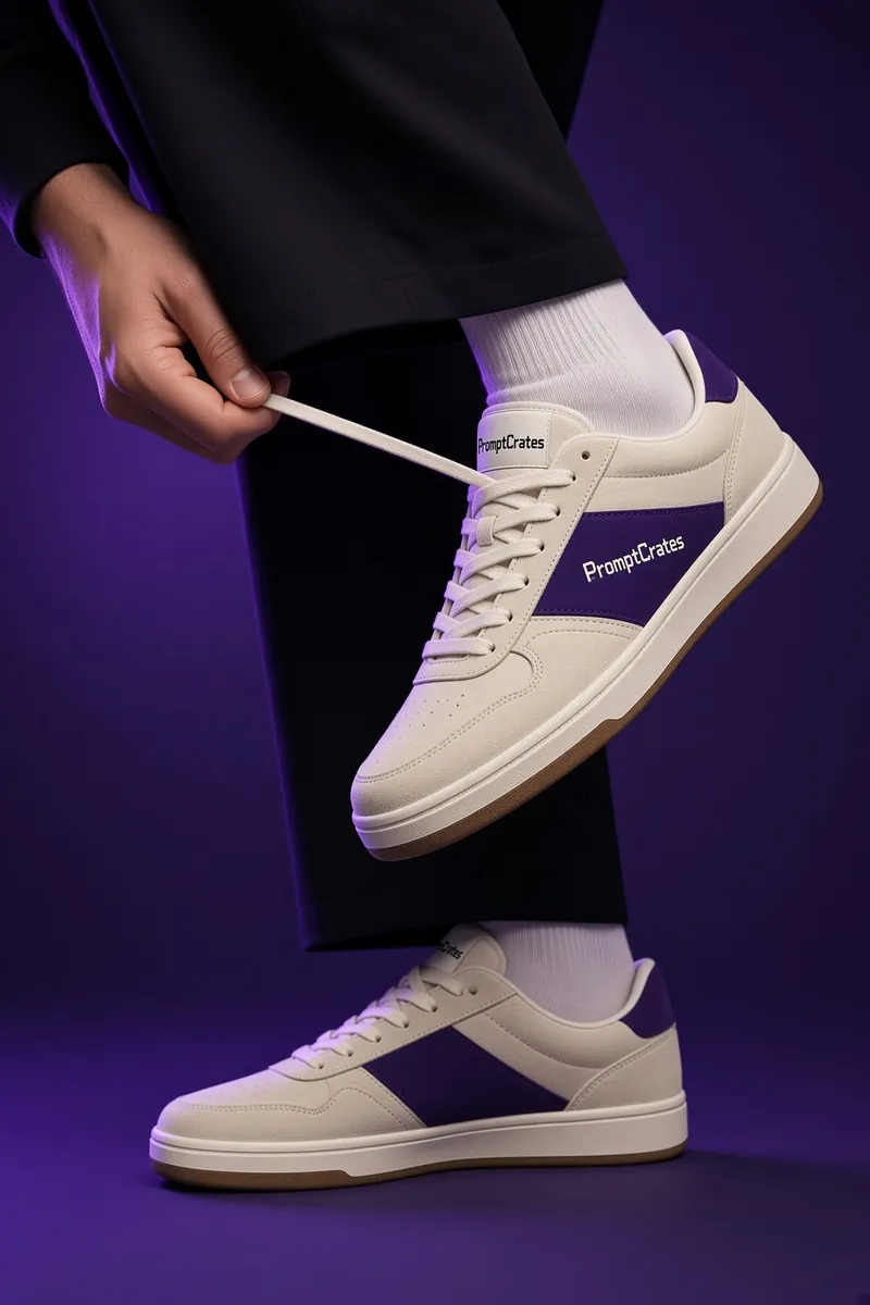Cream Purple Low Court Lace-Up