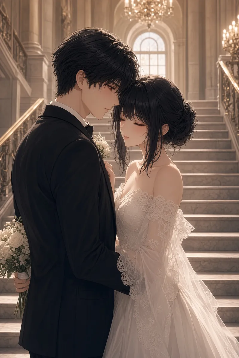 Foreheads Meet On Grand Stairs