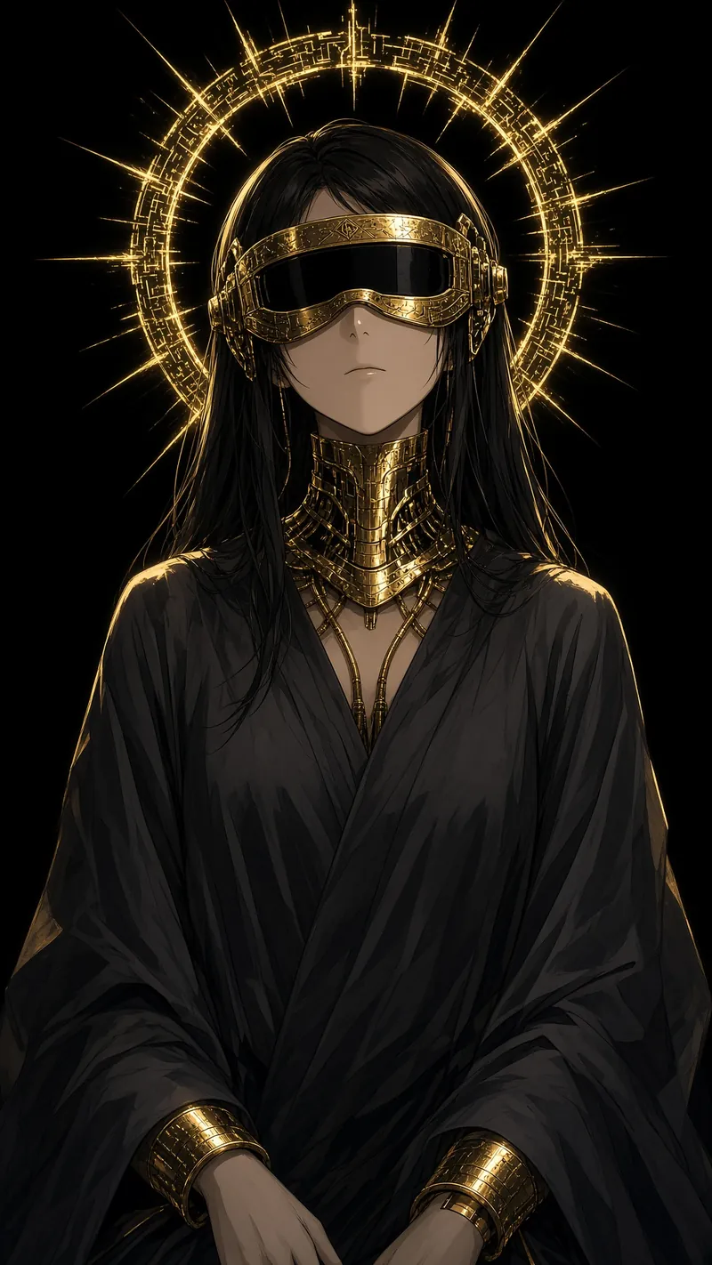Golden Halo Crowns The Blindfold Seer