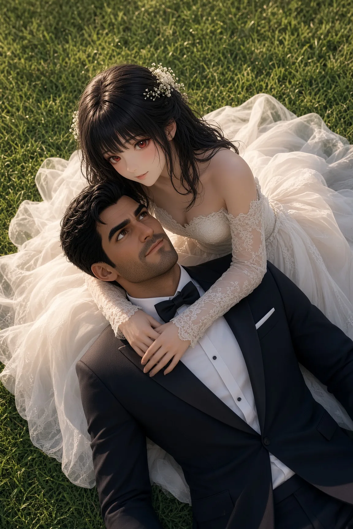 Lace Sleeves Over Grass Embrace