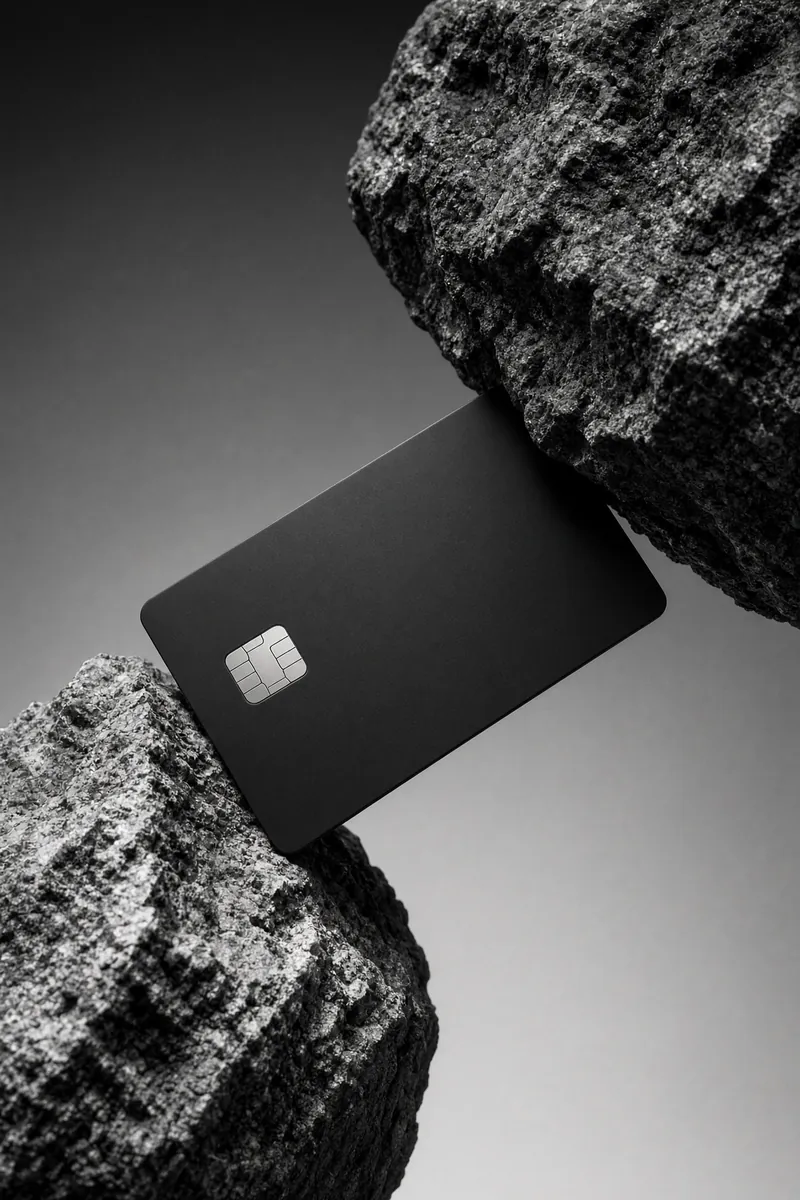 Matte Card Wedged In Rock
