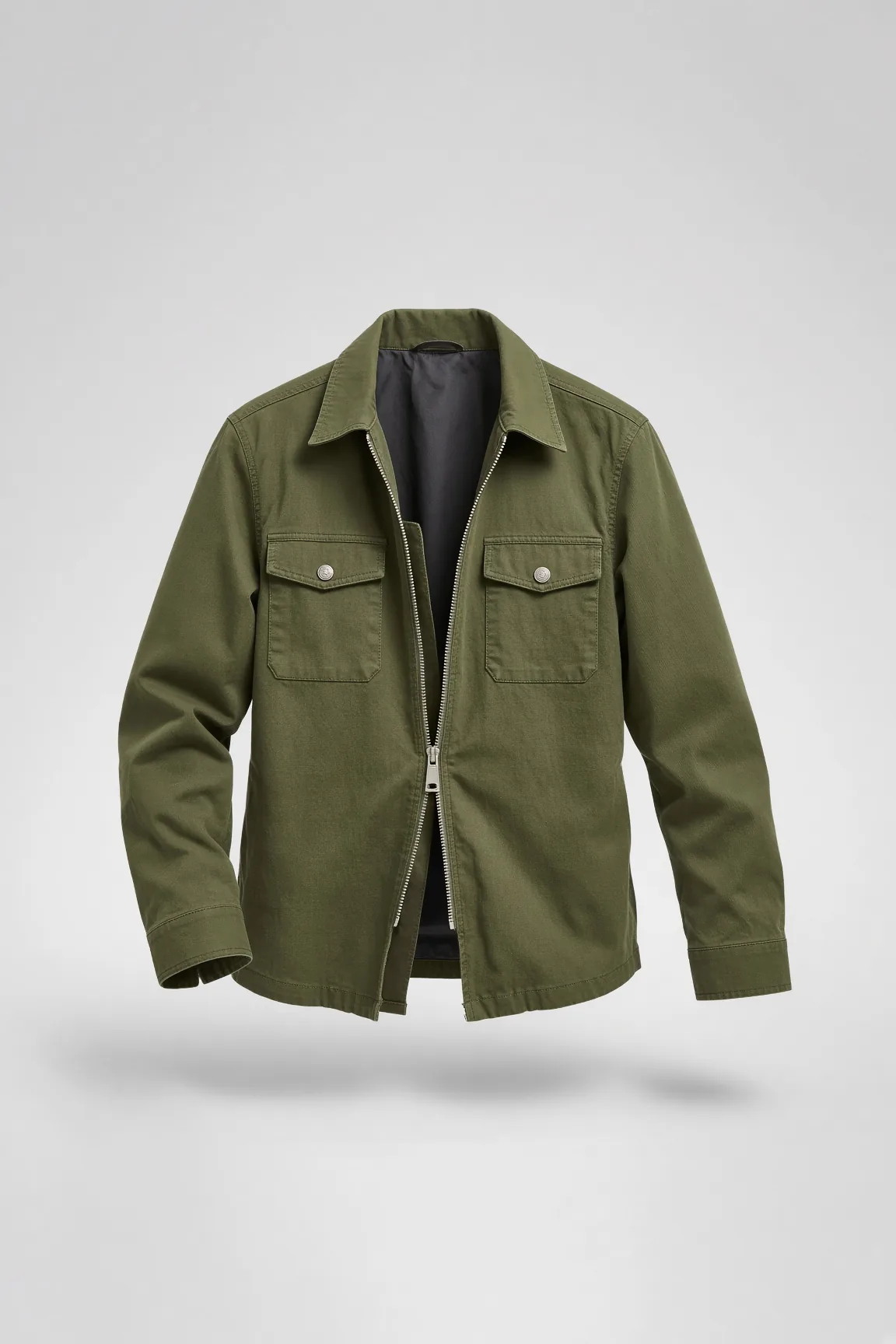 Olive Zip Overshirt Floating Grey