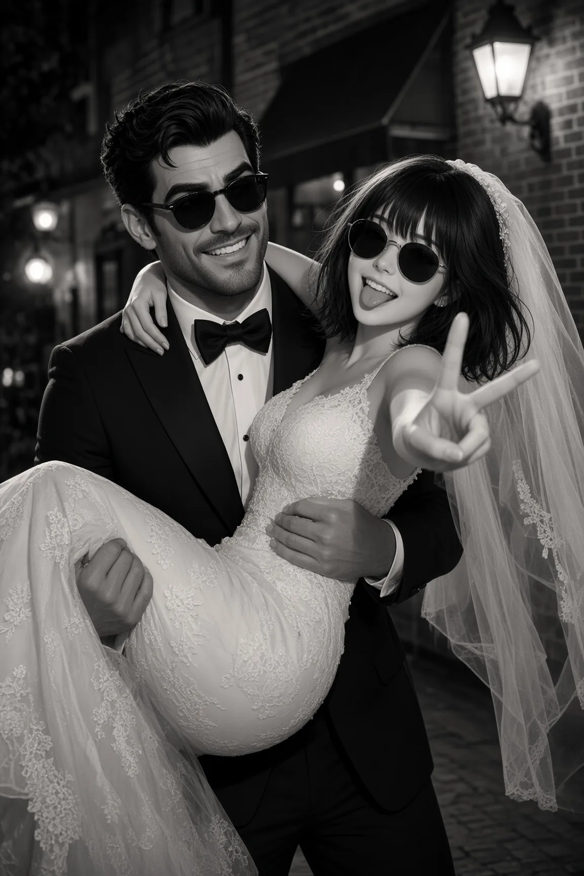 Playful Piggyback Night Wedding Joy