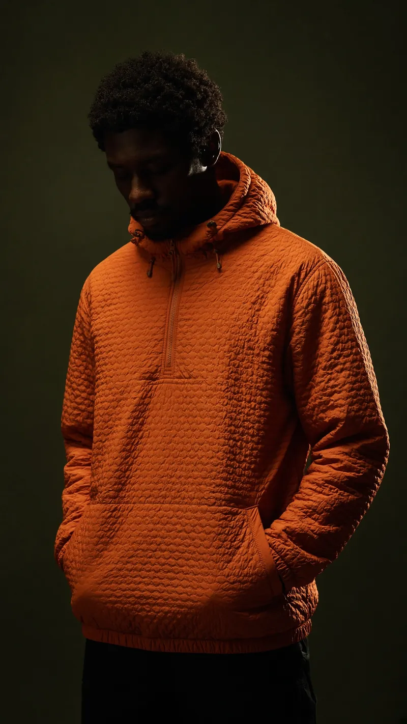 Rim-Lit Orange Hooded Anorak