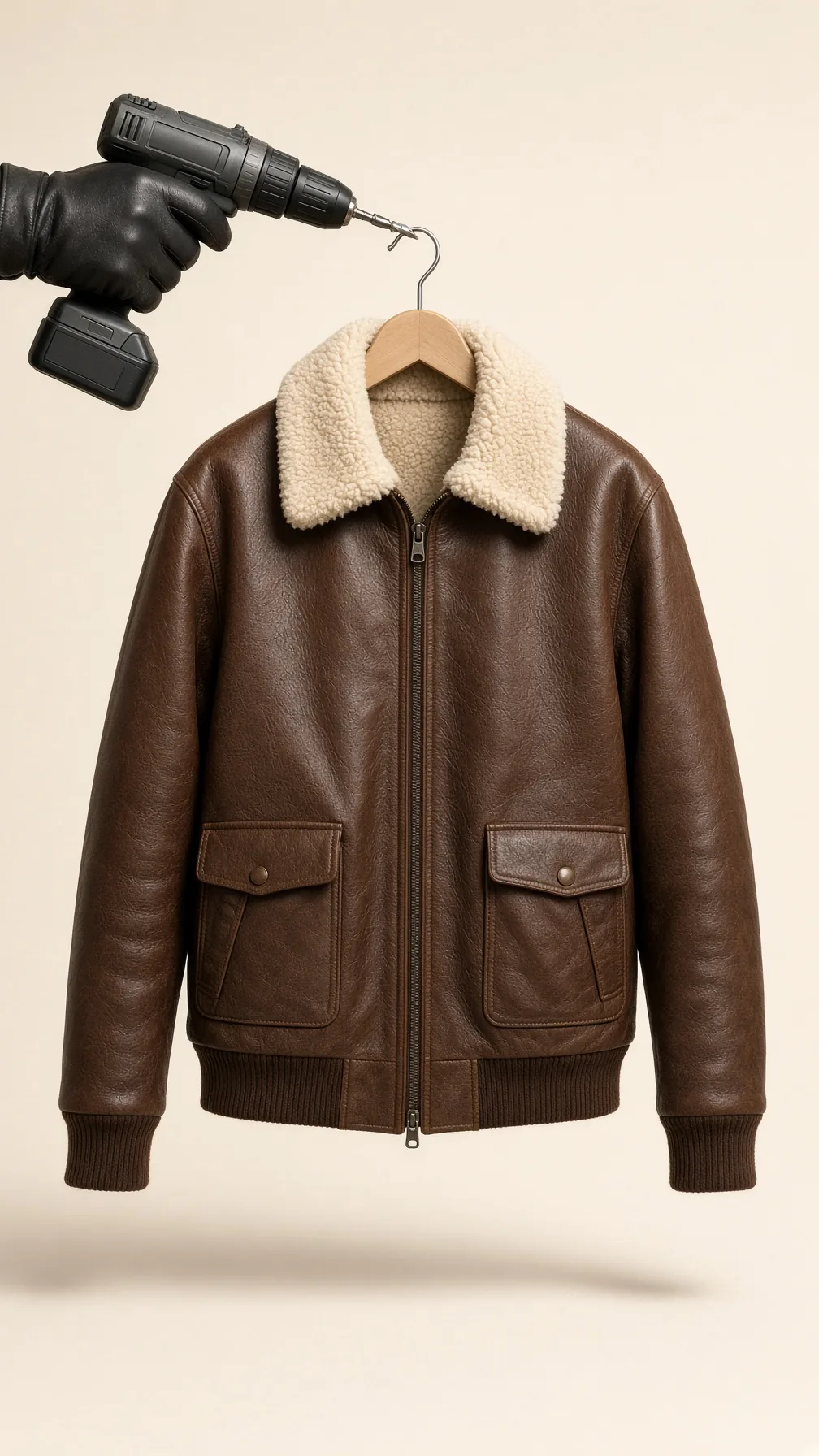 Shearling Leather Jacket Drill Hook
