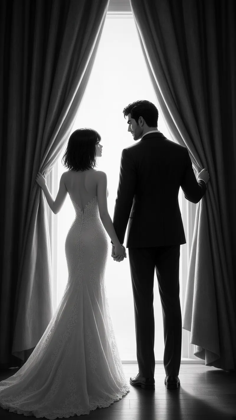 Silhouette Couple Parts Tall Curtains
