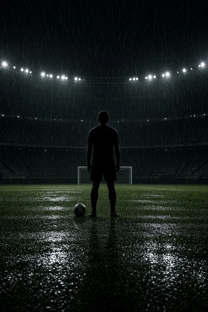 Silhouette Holds The Empty Pitch