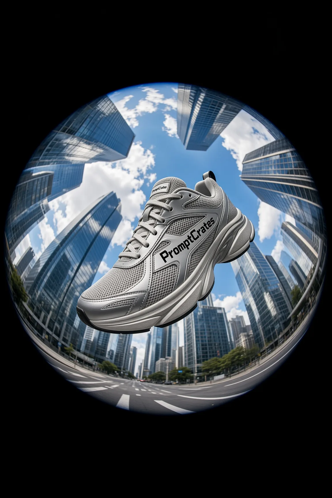Silver Mesh Runner Fisheye City Float