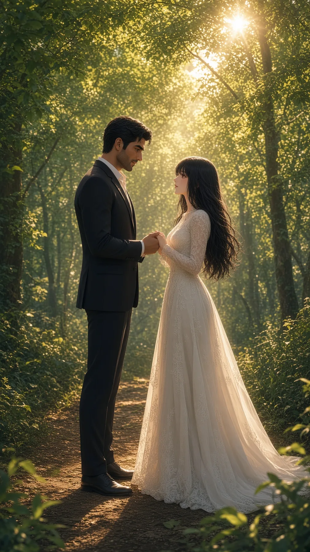 Sunlit Path Holds Their Hands