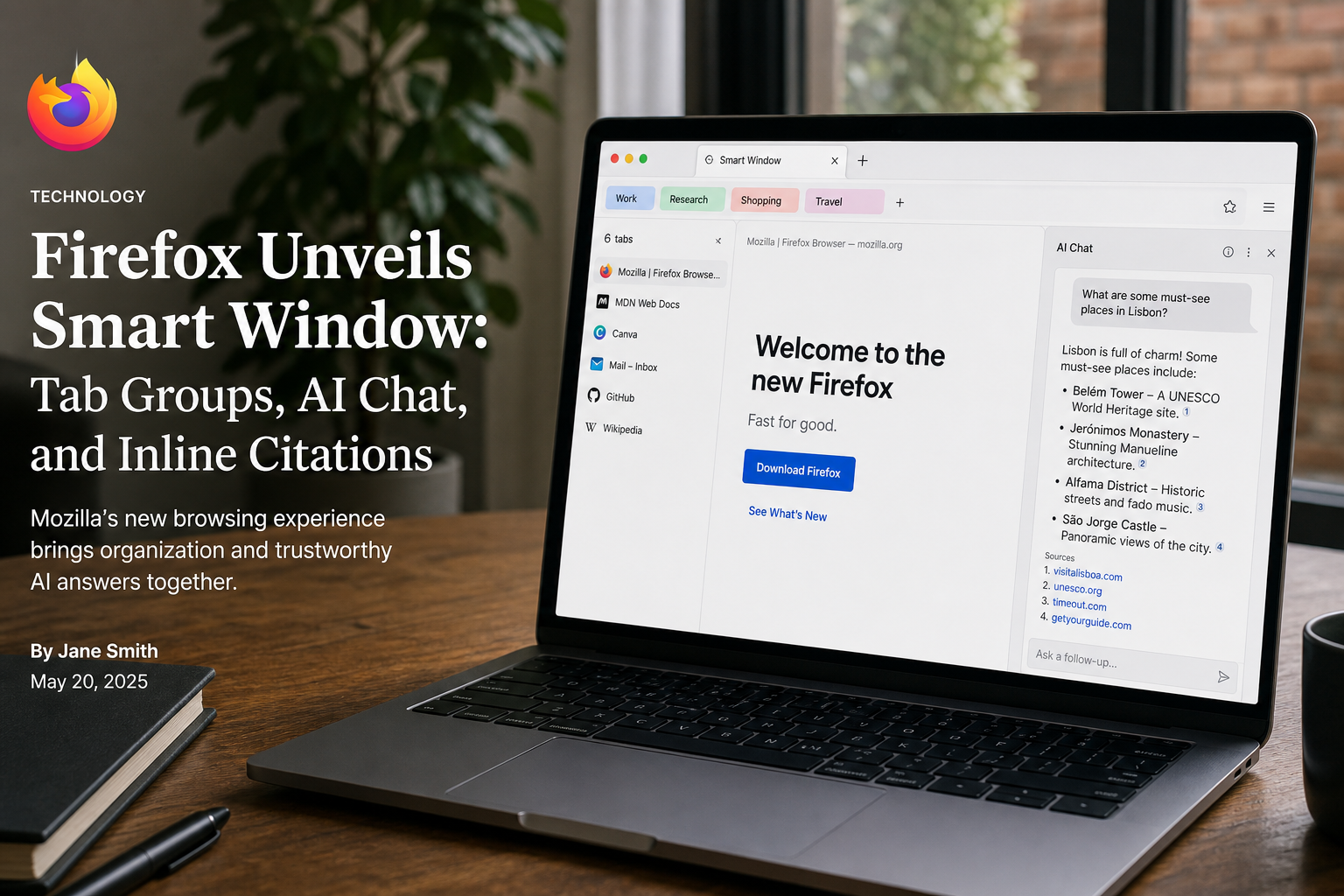 Firefox Smart Window Adds Exa Search, Tab Groups, and History Previews