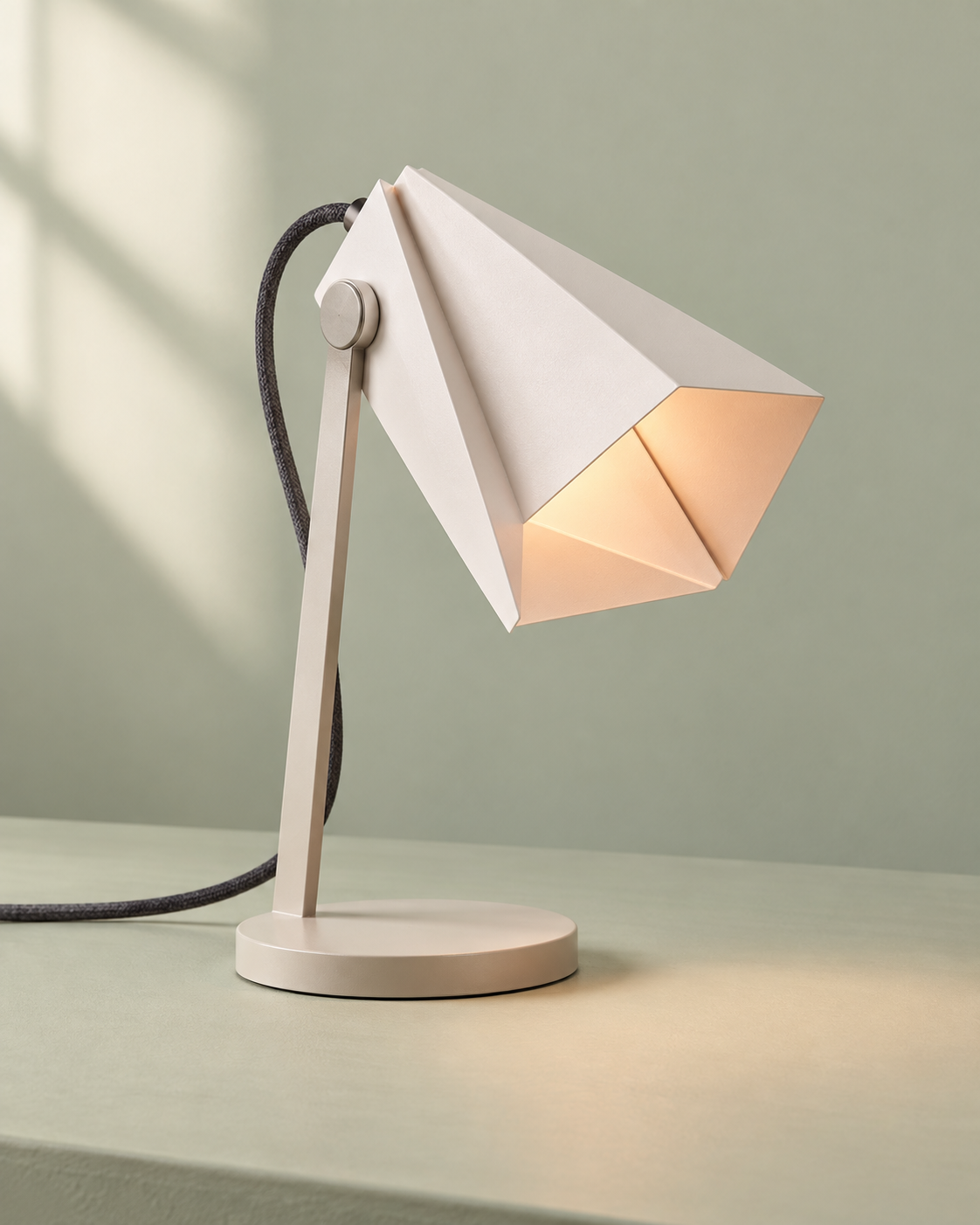 Sage Folded-Paper Desk Lamp Photoshoot