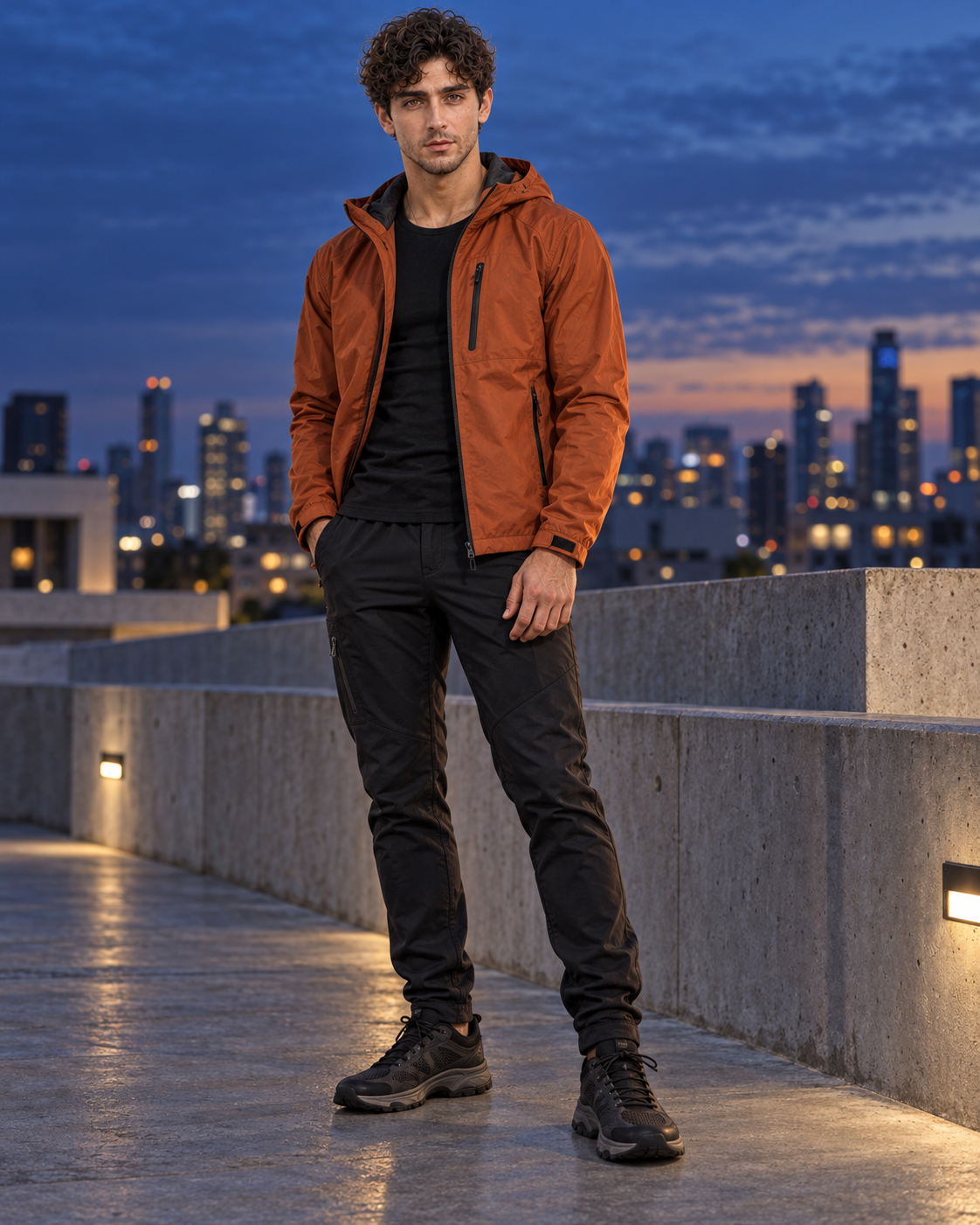 Blue Hour Rooftop Sports Portrait