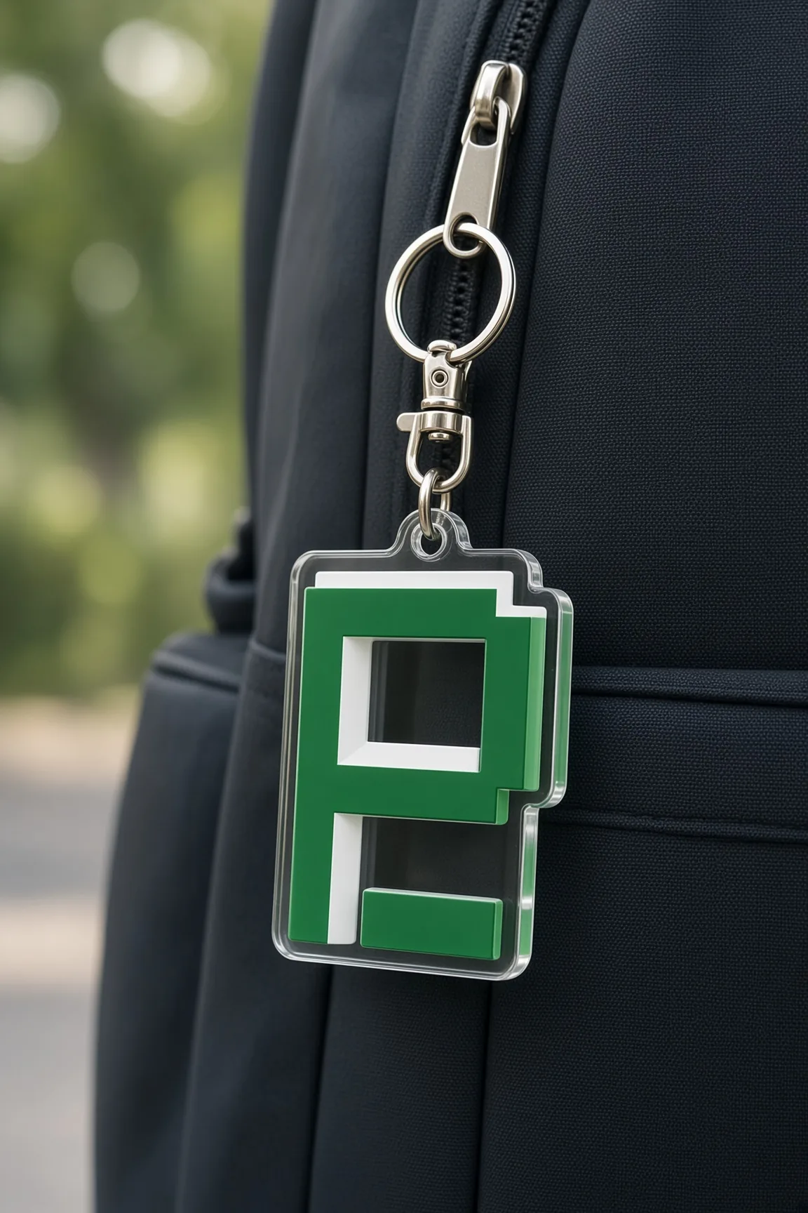 Acrylic Backpack Zip Keychain Mark