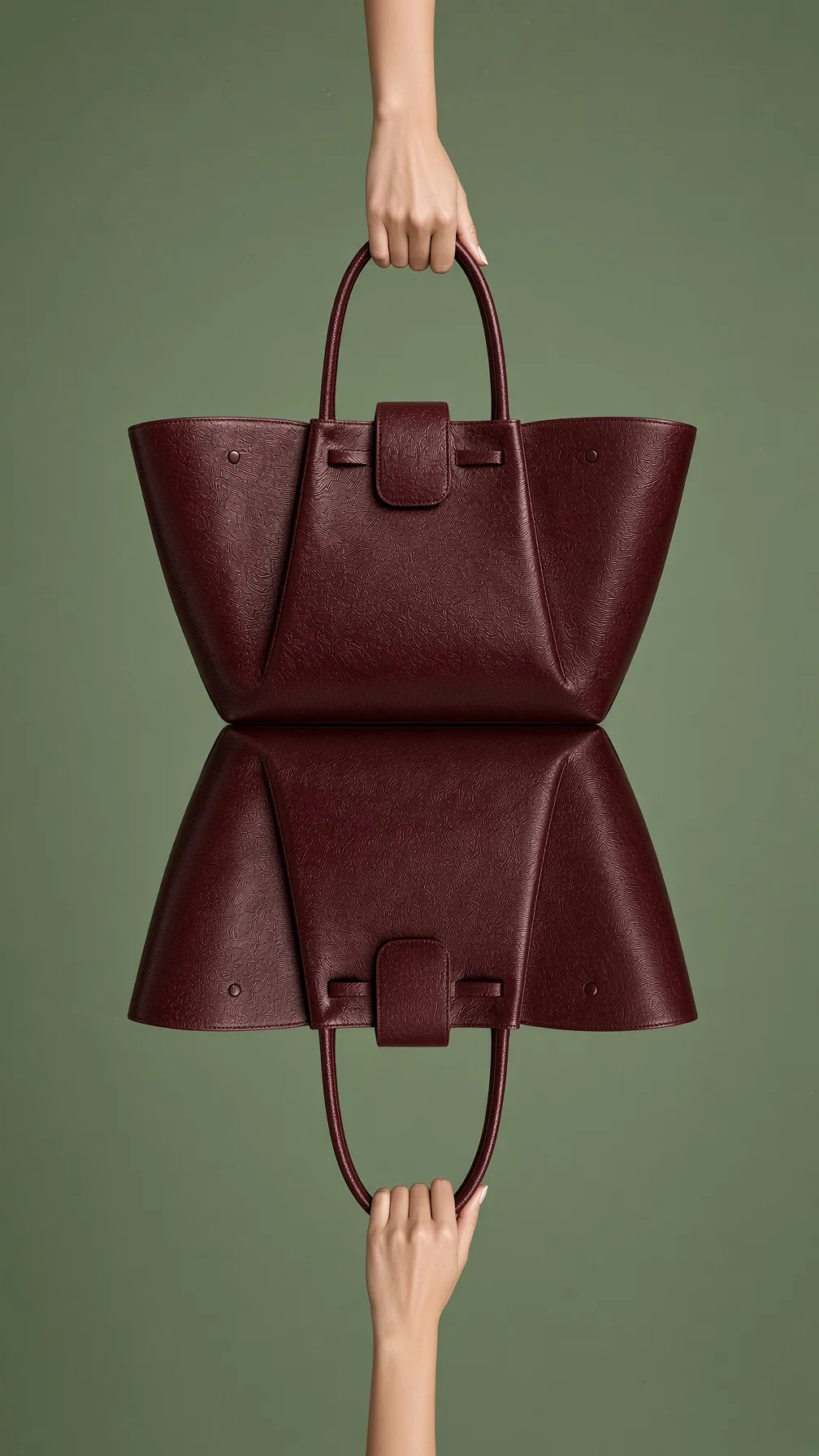Burgundy Tote Mirrored Hands Studio Editorial