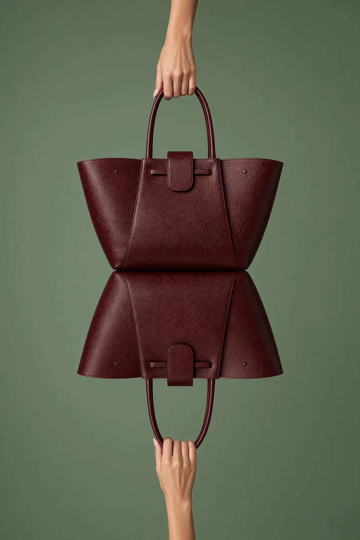 Bag Burgundy Tote Mirrored Hands Studio Editorial