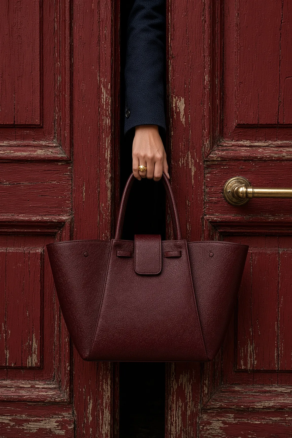 Bag Burgundy Tote Through Red Door Editorial