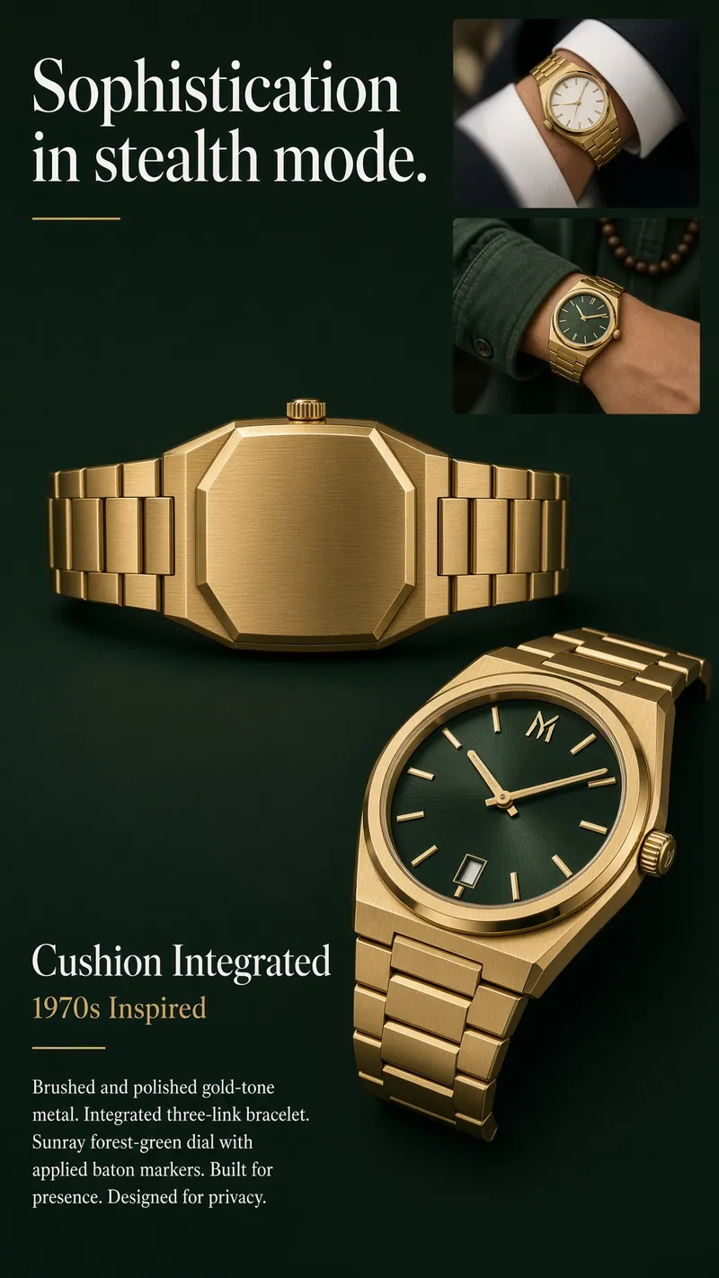 Green Gold Integrated Bracelet Watch Hero