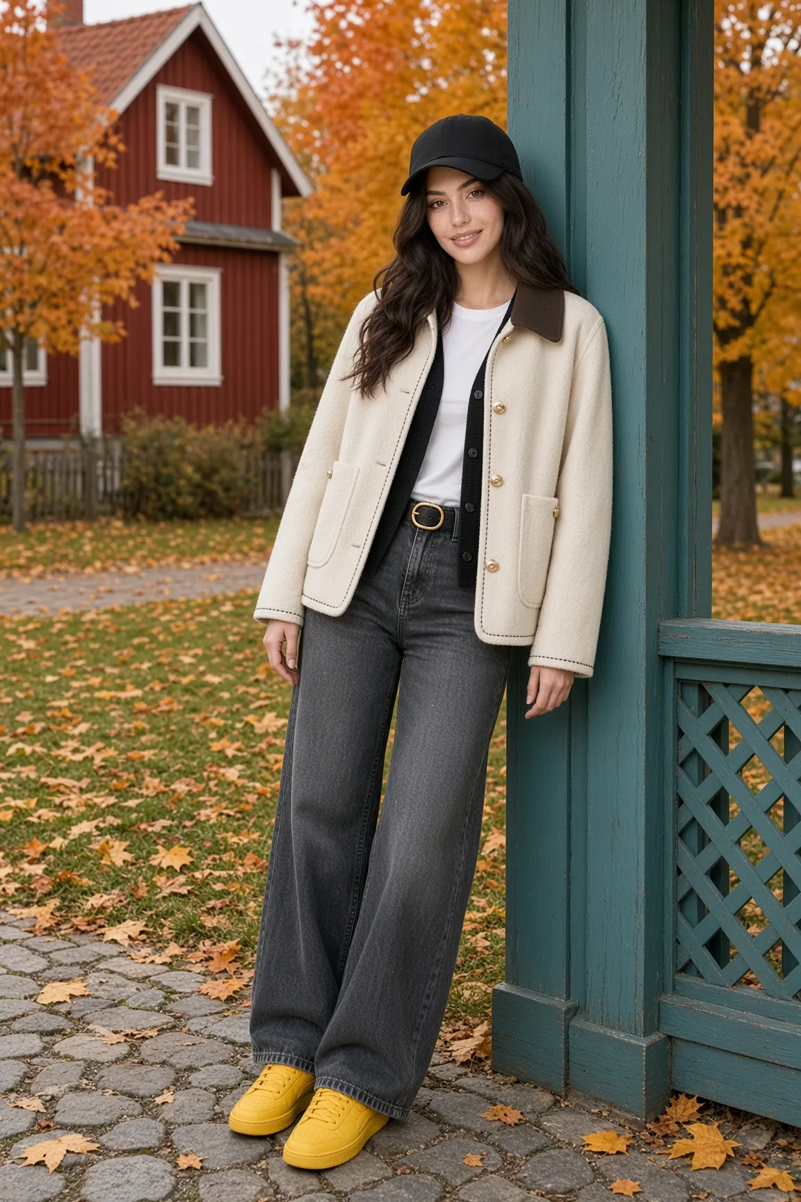 Jacket Cream Collar Autumn Cobble Photoshoot