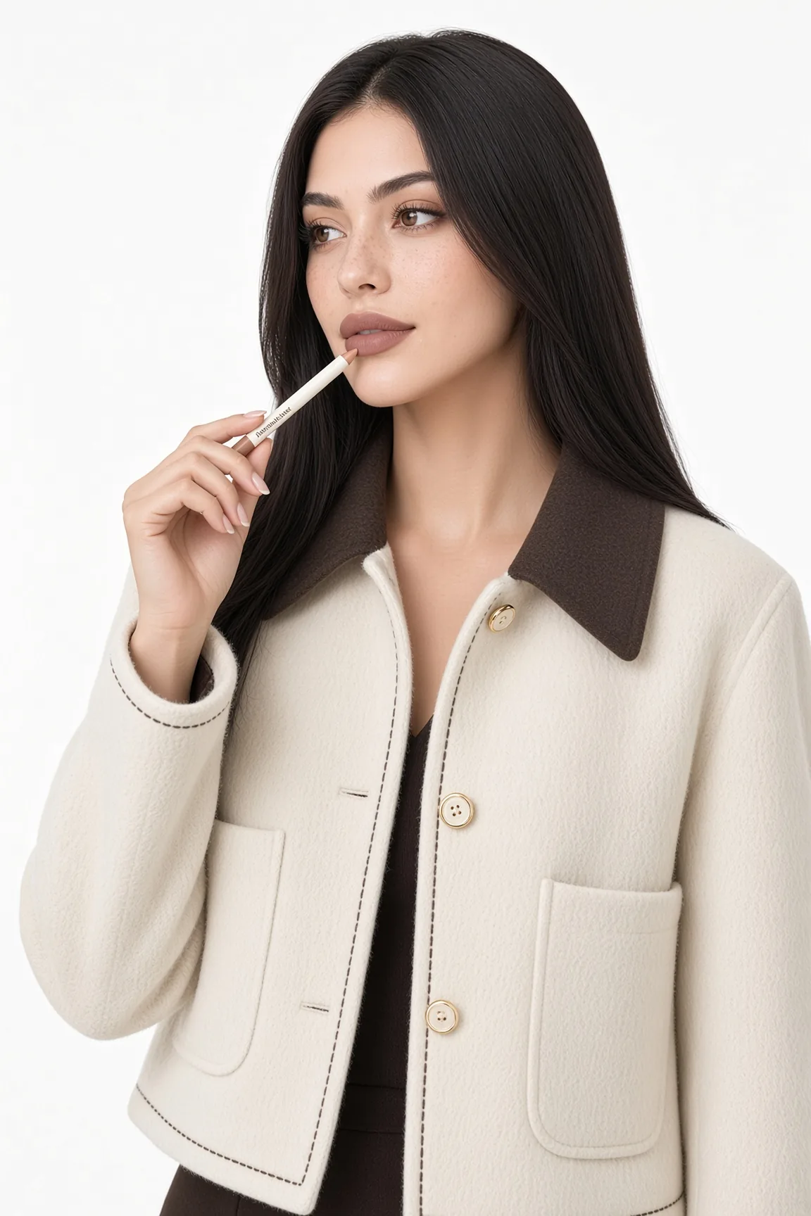 Jacket Cream Collar Beauty Studio Closeup