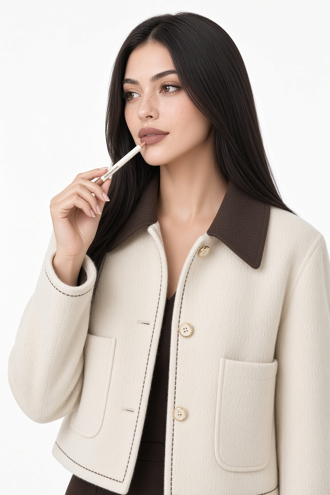 Jacket Cream Collar Beauty Studio Closeup